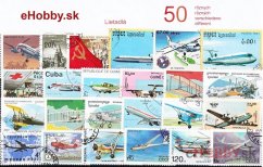 Balíček poštových známok 50ks - LIETADLÁ