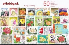 Balíček poštových známok 50ks - KVETY A RASTLINY