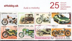 Balíček poštových známok 25ks - AUTÁ A MOTORKY