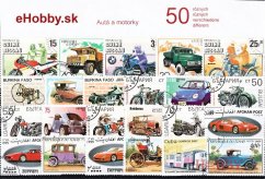 Balíček poštových známok 50ks - AUTÁ A MOTORKY