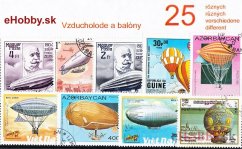 Balíček poštových známok 25ks - VZDUCHOLODE A BALÓNY