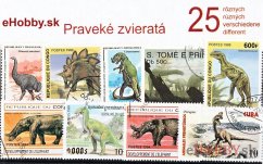 Balíček poštových známok 25ks - PRAVEKÉ ZVIERATÁ