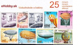 Balíček poštových známok 25ks - VZDUCHOLODE A BALÓNY