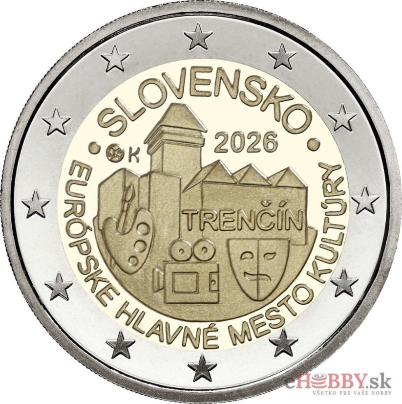 2 EURO - Európske hlavné mesto kultúry Trenčín + pamätná karta