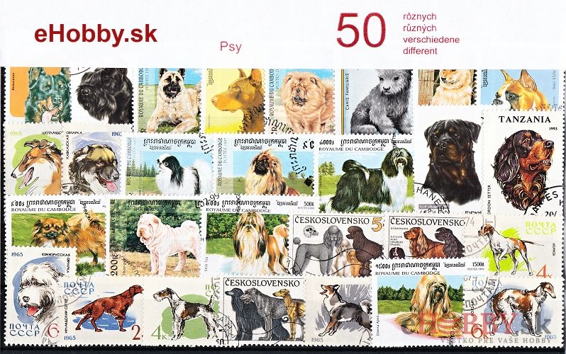 Balíček poštových známok 50ks - PSY