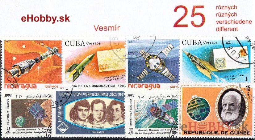 Balíček poštových známok 25ks - VESMÍR Balíček poštových známok 25ks - VESMÍR