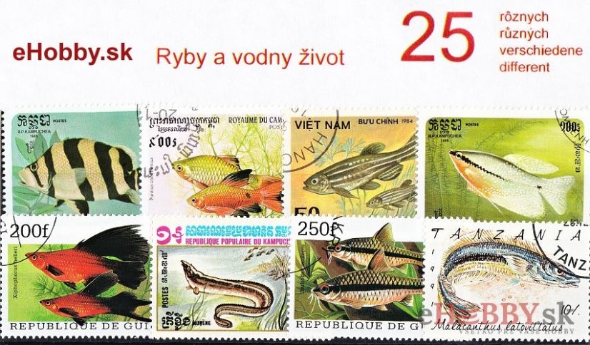 Balíček poštových známok 25ks - RYBY A VODNÝ ŽIVOT Balíček poštových známok 25ks - RYBY A VODNÝ ŽIVOT