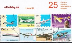 Balíček poštových známok 25ks - LIETADLÁ