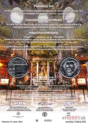 Pamätný list 10€/2018 Adam František Kollár