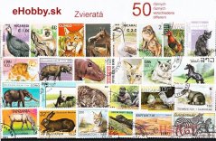 Balíček poštových známok 50ks - ZVIERATÁ