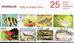Balíček poštových známok 25ks - RYBY A VODNÝ ŽIVOT