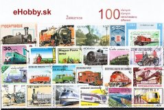 Balíček poštových známok 100ks - ŽELEZNICE