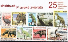 Balíček poštových známok 25ks - PRAVEKÉ ZVIERATÁ