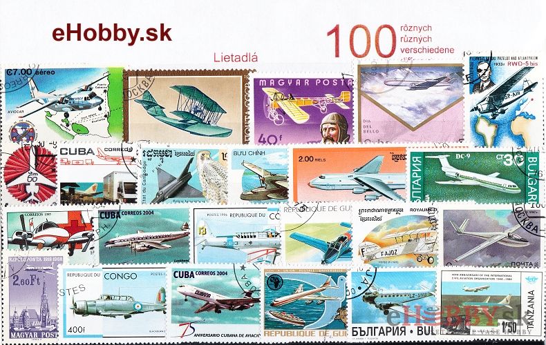 Balíček poštových známok 100ks - LIETADLÁ Balíček poštových známok 100ks - LIETADLÁ