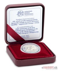 Minca 2€/2025 proof-like - Majstrovstvá Európy v hokeji - 100.výročie
