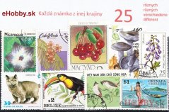 Balíček poštových známok 25ks - KAŽDÁ ZNÁMKA Z INEJ KRAJINY