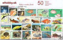 Balíček poštových známok 50ks - RYBY A VODNÝ ŽIVOT