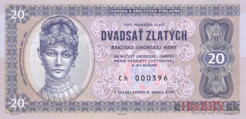20 Zlatých 2020 M.H. Choteková - M.H. Choteková séria: H