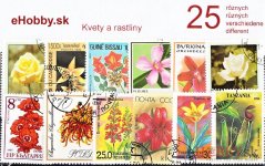 Balíček poštových známok 25ks - KVETY A RASTLINY