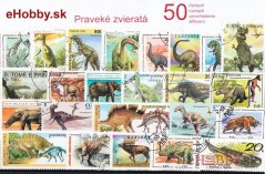 Balíček poštových známok 50ks - PRAVEKÉ ZVIERATÁ